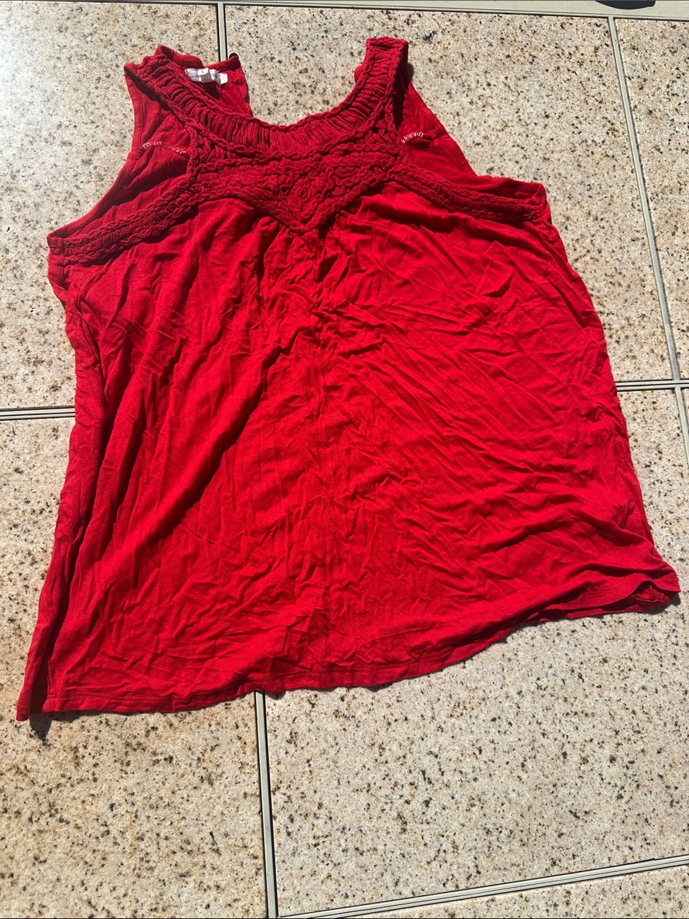Maurices Red Crochet Yoke Tank - Picture 5 of 6